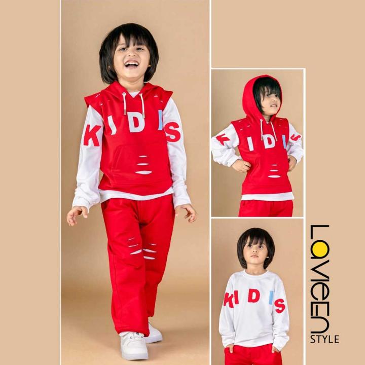 Boys Urban Rebel, 3-Piece Convertible Hoodie & Jogger Set cordset