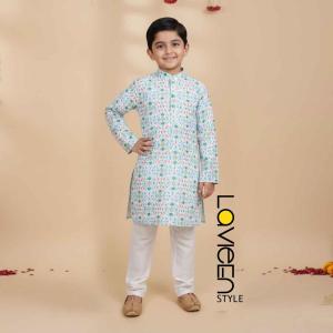 Lively, intricate abstract print traditional ethnic Kids Kurta