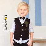 Young Gentleman’s Premium 3-Piece Formal Set with Embellished Waistcoat, Black & White